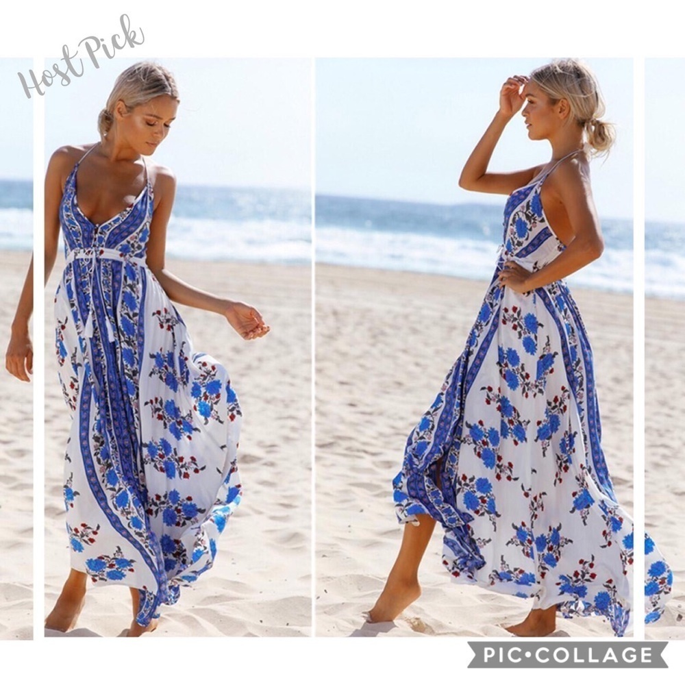 🌸Host Pick🌸 Last 2! Boho Floral Print Maxi v-neck dress